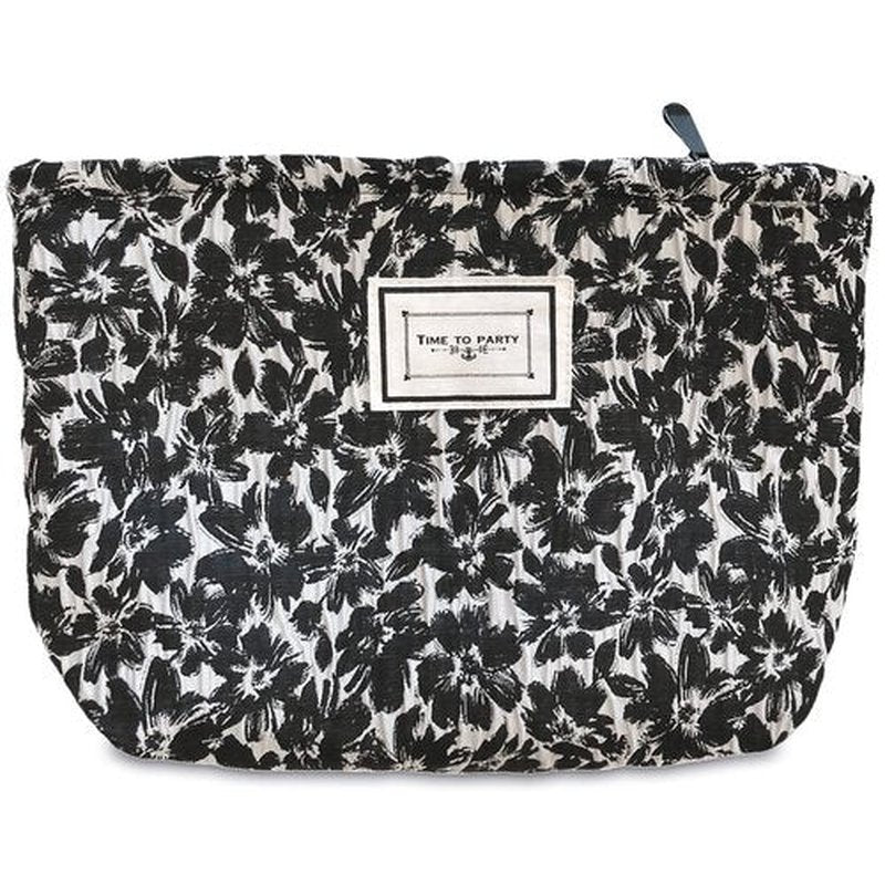 STARDW Floral Cosmetic Bags Makeup Bags for Women and Girls,Travel Makeup Bag Large Capacity Canvas Makeup Bag,Makeup Organizer Bag Zipper Pouch (Black Flowers)