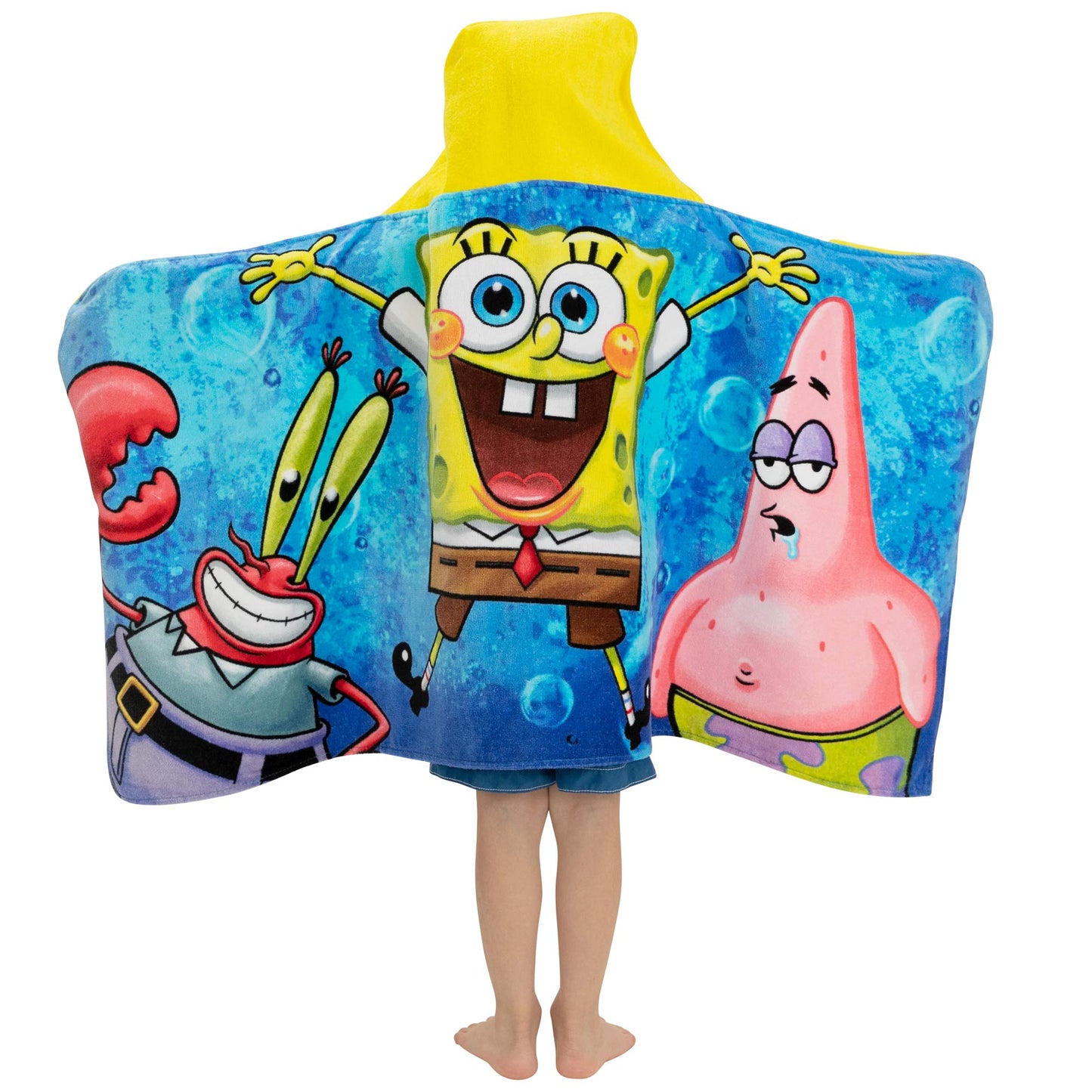 Franco Kids Bath and Beach Soft Cotton Terry Hooded Towel Wrap, 24 in x 50 in, SpongeBob SquarePants