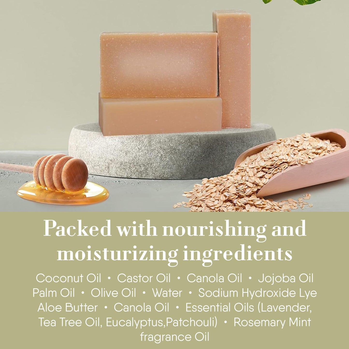 360Feel Oatmeal Honey Shampoo Bar - Nourishing and Moisturizing Anti-Dandruff Oatmeal Soap Bar - Handmade with Essential Oils - Travel Friendly and Compact - Zero Harsh Additives - 3.5 Ounce