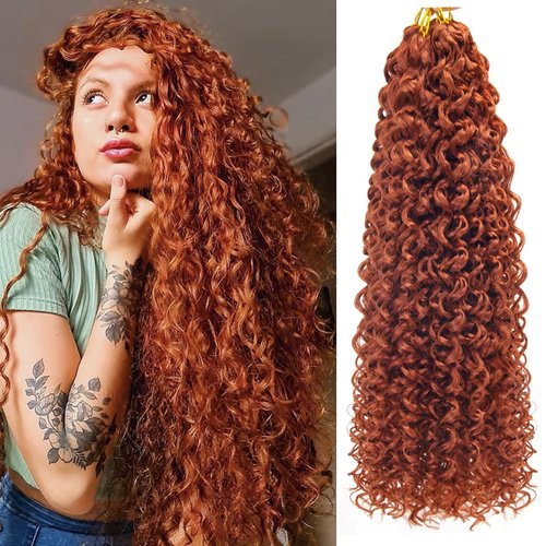 GoGo Curl Crochet hair 24inch Water Wave Crochet hair Ombre Synthetic Bohemian Crochet Braid Deep Wave Braiding hair Extensions (350, 24inch)
