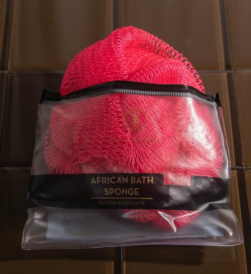 Bellanomi African Exfoliating Net Sponge Authentic Ethically Sourced from Nigeria 45 inch Long (Pink)