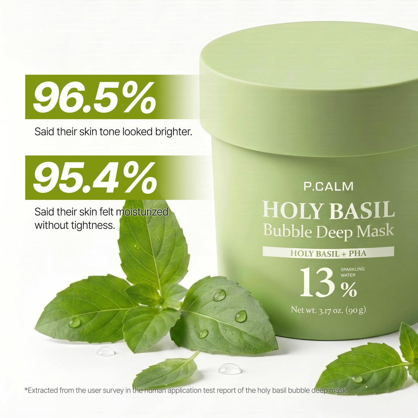 P.CALM Holy Basil Bubble Deep Mask + Brush | Pore Reset with Holy Basil, Blackhead Care & Excess Oil Control, Bubbling Clay Wash-Off Mask | Korean Skincare, 90g / 3.17 oz