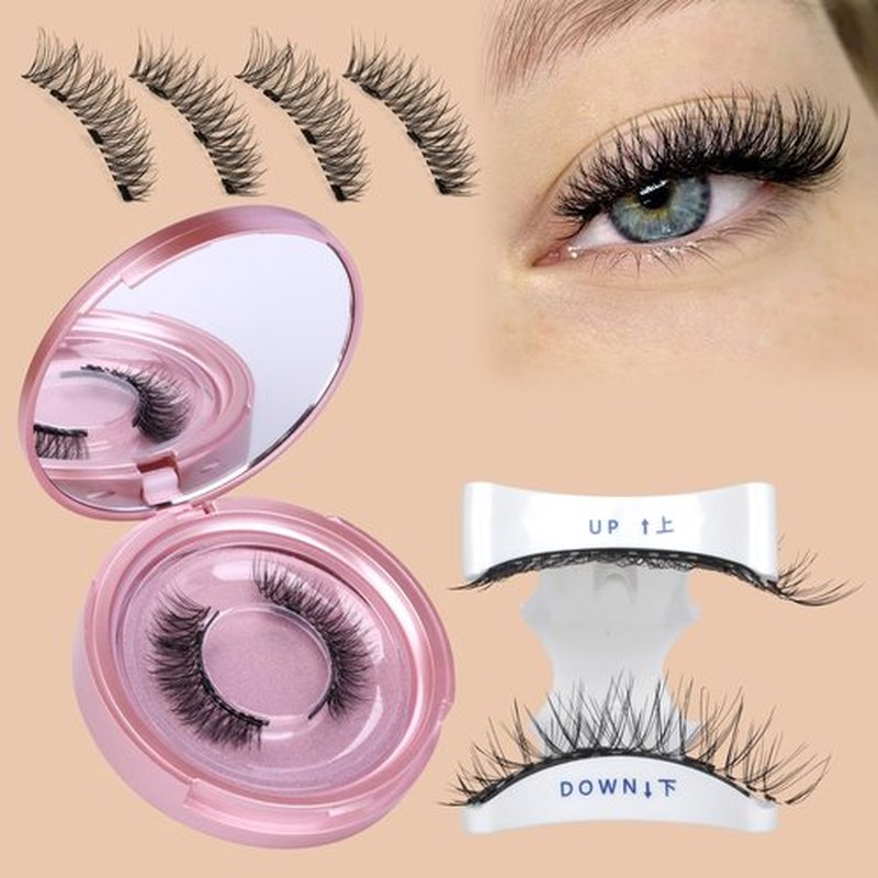 JIMIRE Magnetic Eyelashes Natural Look Wispy Eyelashes Magnetic Lashes with Applicator Cat Eye No Glue Needed Magnetic Lashes without Eyeliner Clear Band False Eyelashes with Magnets 1 Pairs Pack