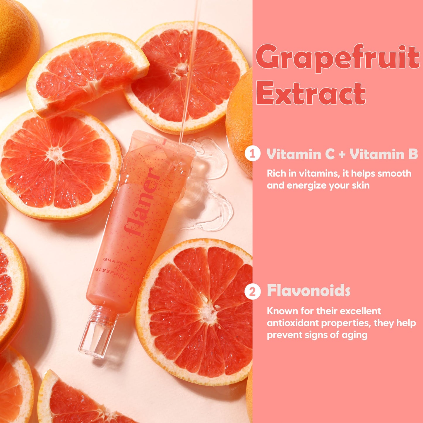 flaner Grapefruit Jam Sleeping Mask – Revitalizing Overnight Face Mask, Vitamin C, Melatonin, Adenosine, Night Deep Hydration Care, Natural Ingredients, Korean Skin Care, 2.02 fl. oz.