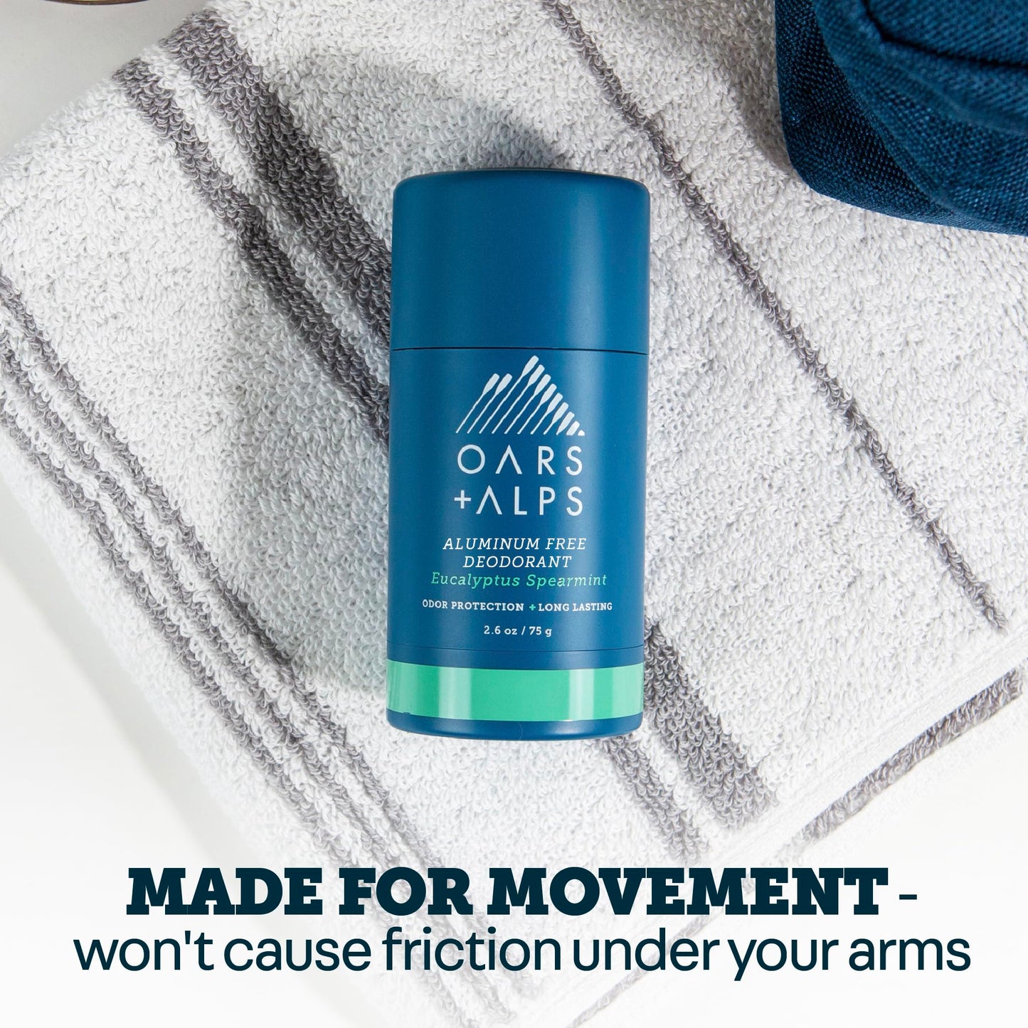 Oars + Alps Aluminum Free Deodorant for Men | Long Lasting Odor Protection, Clear & Free of White Residue, Anti-Chafing Smooth Glide, Dermatologist Tested, Eucalyptus Spearmint, 1pk, 2.6oz