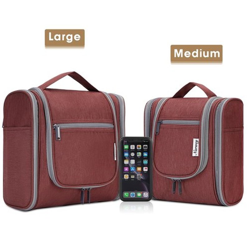 Hanging Toiletry Bag for Women Travel Makeup Bag Organizer Toiletries Bag for Cosmetics Essentials Accessories (Large, Jujube Red)
