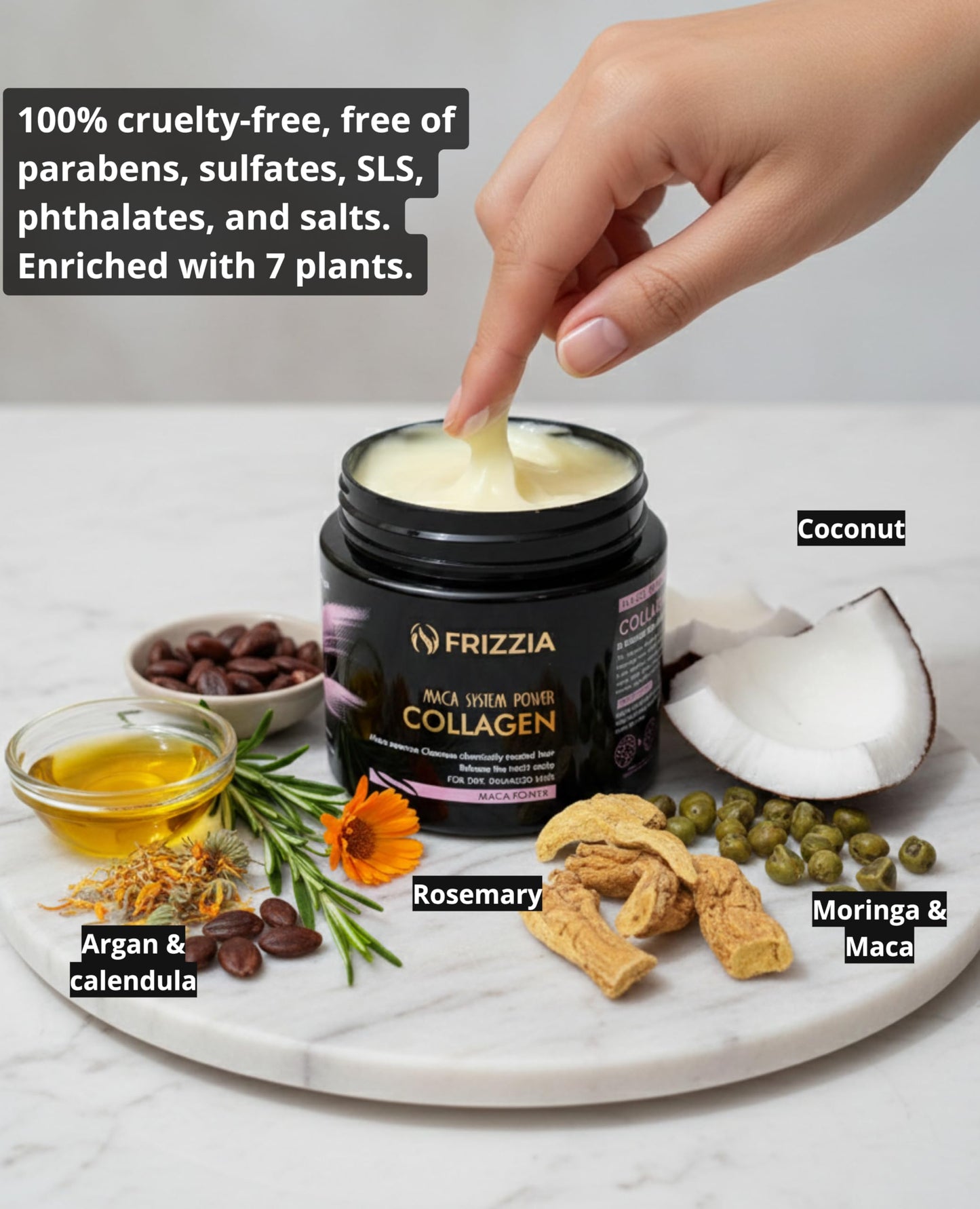 Frizzia ULTRA Collagen Hair Mask, EASY to use. With argan oil and maca. Hydration and shine, anti-frizz treatment for dry and damaged hair, professional smoothness, 500 ml