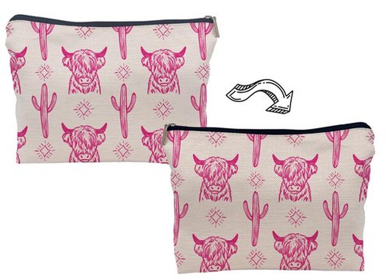 Lacosu Western Makeup Bag,Western Gifts For Women,Cow Makeup Bag,Cowgirl Stuff,Western Stuff For Women,Western Gifts,Cowgirl Gifts(COW G)
