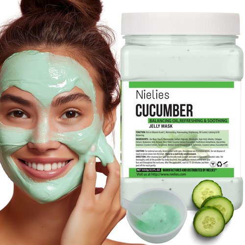 Nielies Jelly Mask, Facial Skin Care- Peel-Off Jelly Mask Set, Jelly Mask For Facials, Face Mask For Instant Hydration, Vegan Peel Off Face Mask, For Smoothing, Hydrating (Cucumber)