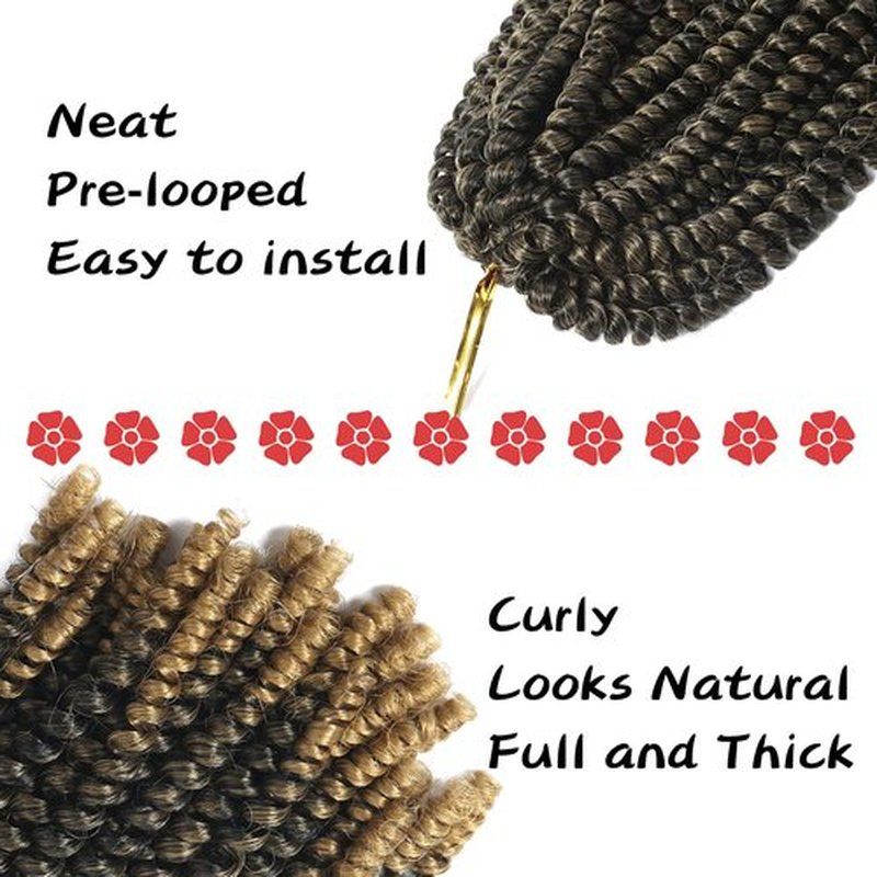 Bileaf 5 Packs Spring Twist Hair 8 Inch Fluffy Spring Twist Crochet Braiding Bomb Twist Ombre Blonde Hair Extensions for Butterfly Locs(T1B 27)
