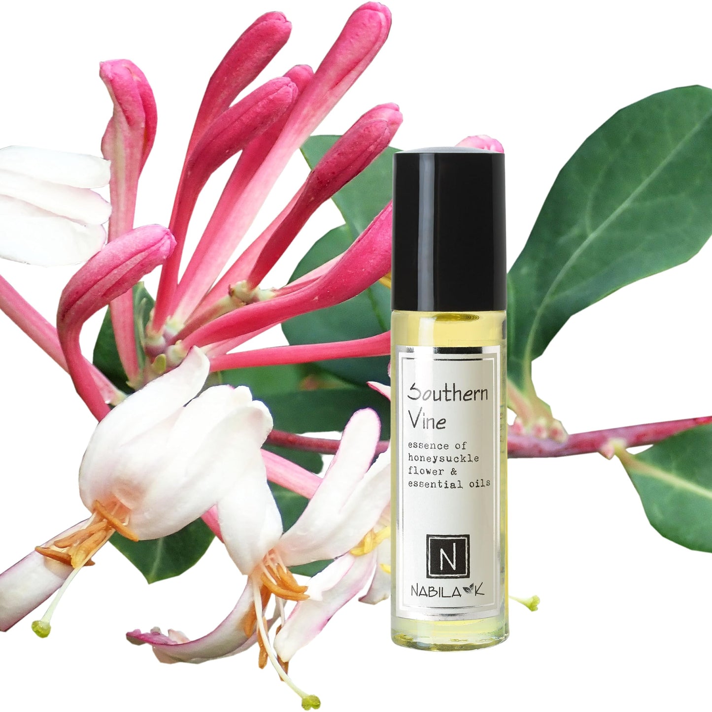 Nabila K Southern Vine Honeysuckle Roll-On Perfume Oil for Women | Alcohol-Free, Organic, Long-Lasting Fragrance | Travel Size, TSA Approved | 0.33 oz