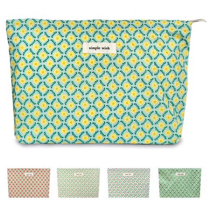 STARDW Flower Cosmetic Bags Makeup Bags for Women and Girls,Travel Makeup Bag Large Capacity Canvas Makeup Bag,Makeup Organizer Bag Zipper Pouch (Yellow Floral)