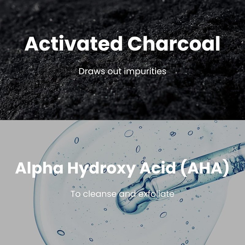 Activated Charcoal Face Wipes - Dual-Sided Cleansing Cloths for Makeup Removal | Exfoliating AHA, Pore Cleansing, Travel Size - 25 Pcs