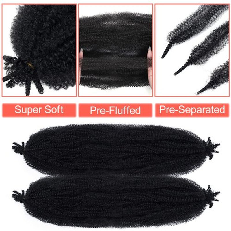 Afro Twist Hair 24 Inch Black 7 Packs Cuban Twist Hair Pre Separated Marley Twist Braiding Hair for Faux Locs Synthetic Springy Afro Kinky Twist Hair Pre Fluffed Spring Twsit Hair Extensions (24",1B)