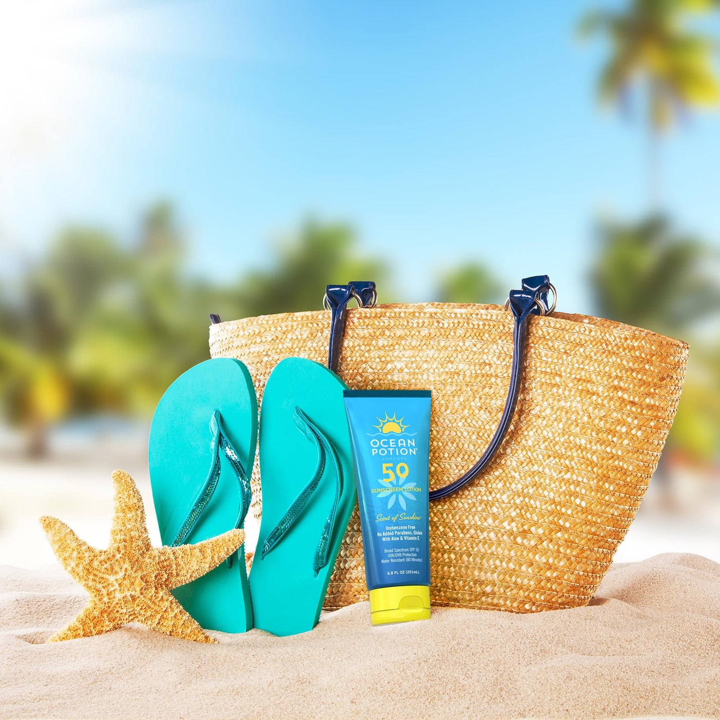 Ocean Potion SPF 50 Sunscreen Body Lotion, Broad Spectrum UVA/UVB Sun Protection with Aloe and Vitamin E, Water-Resistant Non-Greasy Sunscreen, 6.8 oz