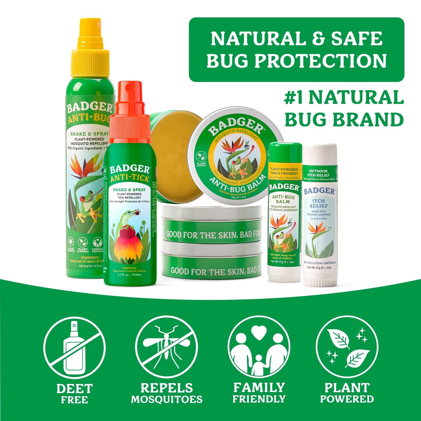 Badger Bug Bite Itch Relief Stick, Natural & Organic Anti Itch Cream for Bug Bites, Rashes & Poison Ivy, Fast Itchy Skin Relief After Bite, Works Great, Smells Great, Easy to Use, .6 oz, 2-Pack