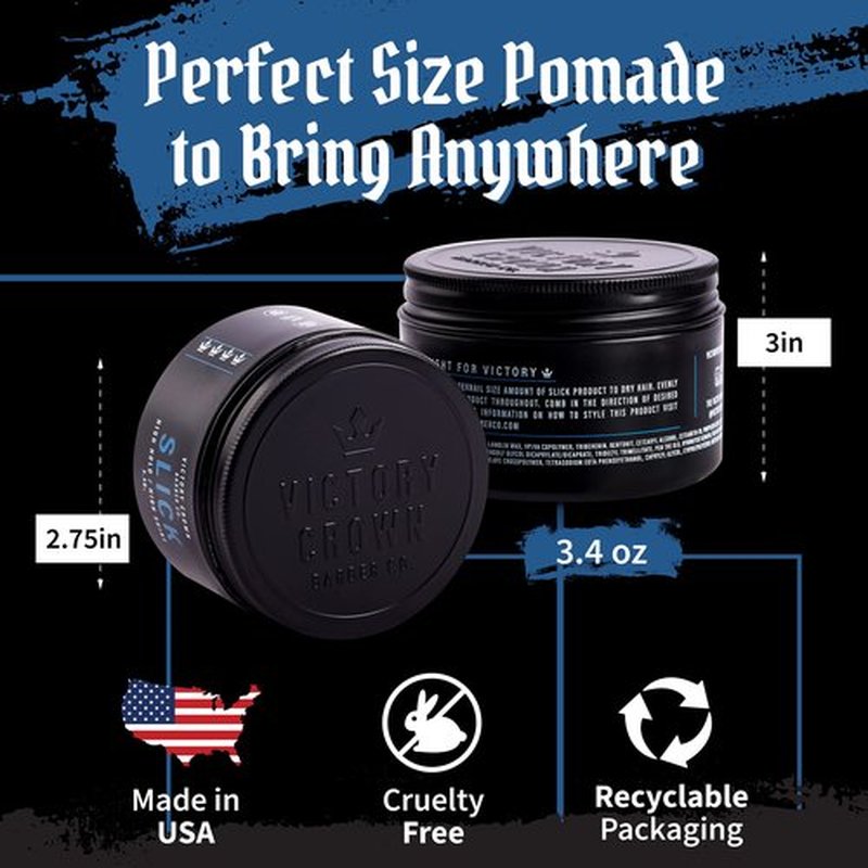 Victory Crown Pomade for Men - High Hold & Shine Hair Styling Gel for Side Part, Pompadour & Slick Back Looks - Water-based Non-Greasy Hair Paste - 3.4oz