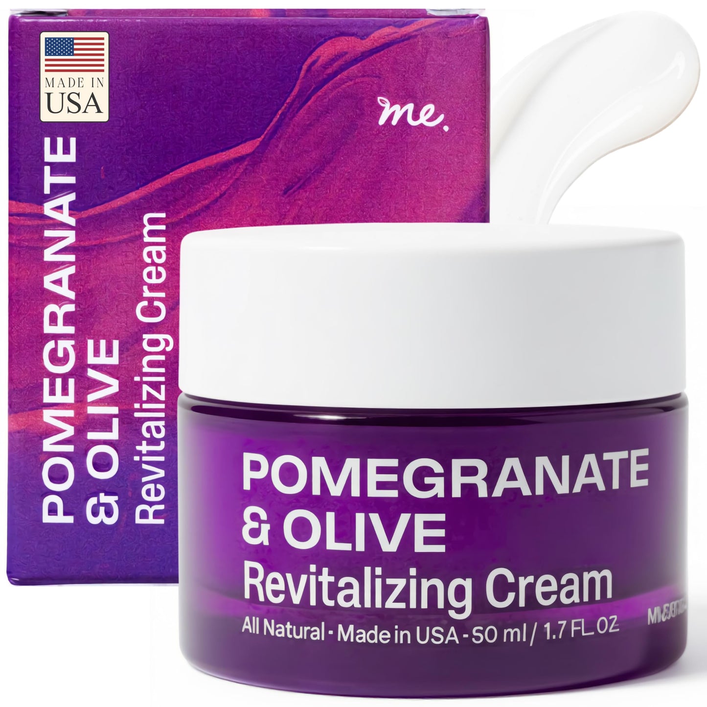 Pomegranate & Olive Revitalizing Face Cream for Wrinkles, Dark Spots & Hyperpigmentation | Lightweight Enzyme Moisturizer for Dry & Sensitive Skin | Vegan | 1.7oz | Mudita Earth