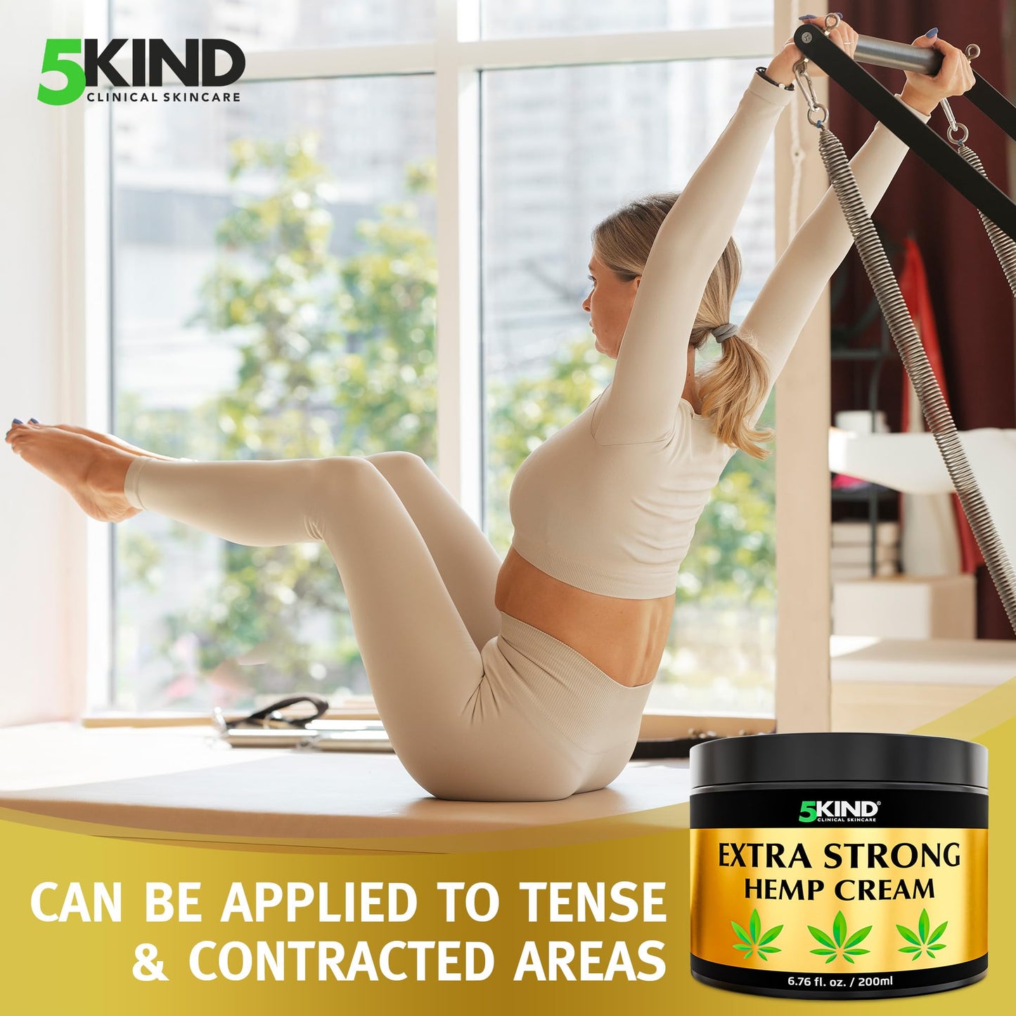 5kind Extra Strong Hemp Cream 6.76 fl oz - Maximum Strength - Natural Topical Cream - Muscle Rub for Lower Back, Joints, Neck, Knees, Shoulders