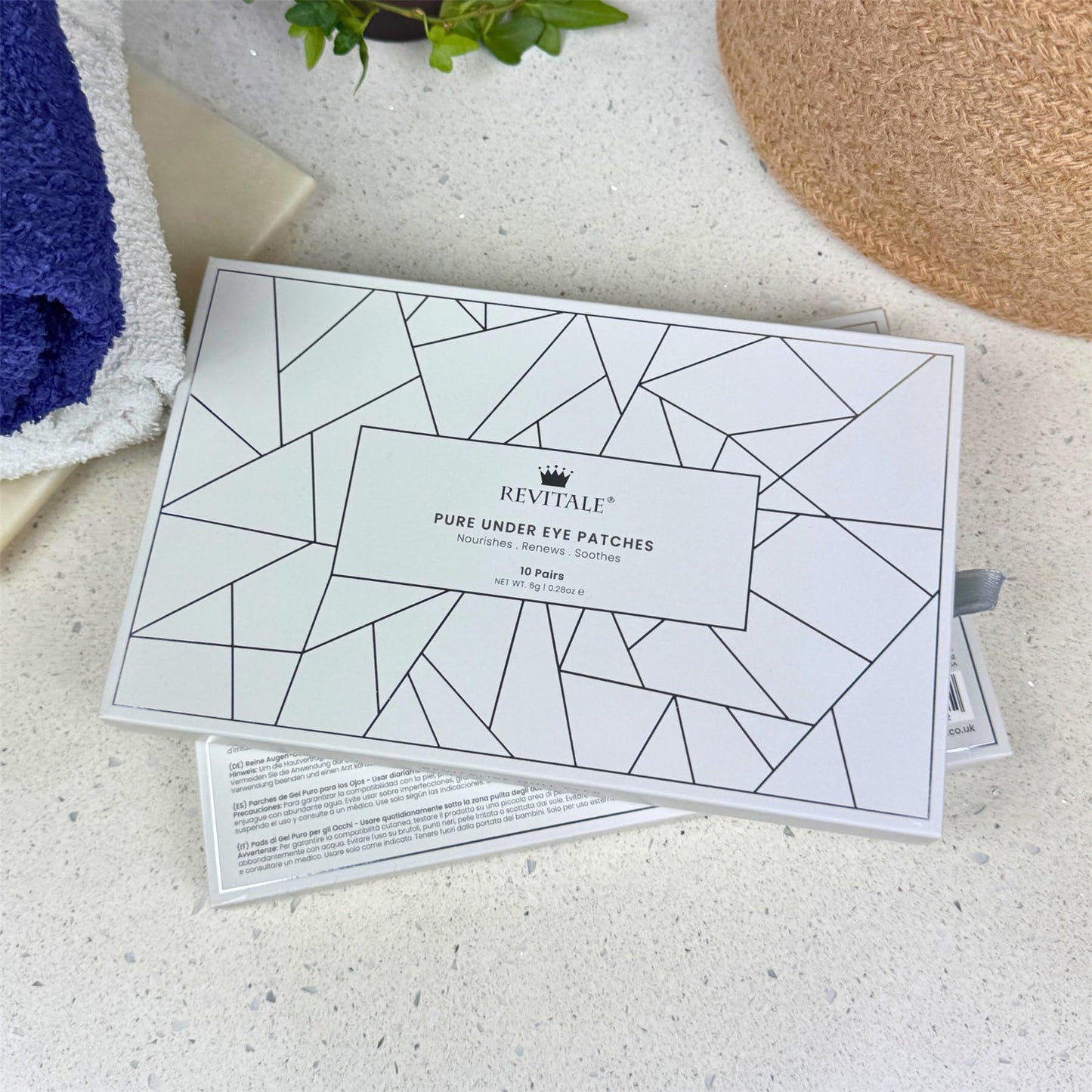 REVITALE Pure Vegan Under Eye Patches, Helps Reduce Puffy Eyes & Dark Circles, Revitalise Dull Eye Masks - Nourishes, Renews, Soothes (Packets - 10 Pair)