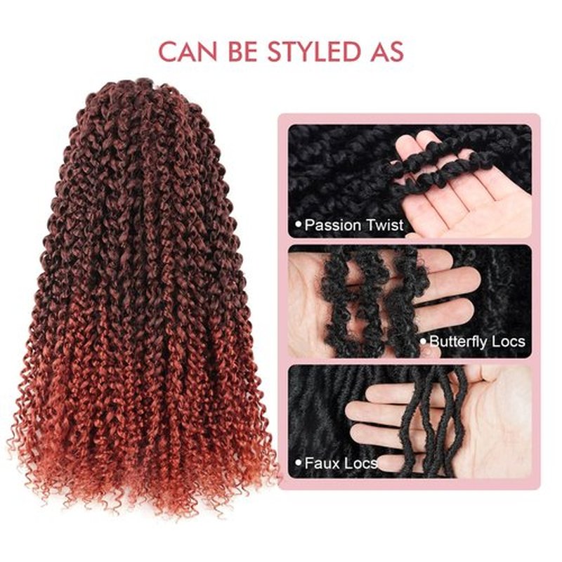 Pelokaa Passion Twist Hair - 24 Inch 6packs Ombre Orange Water Wave Crochet Braids Synthetic Braiding Hair Extensions (24 Inch, T350-6P)