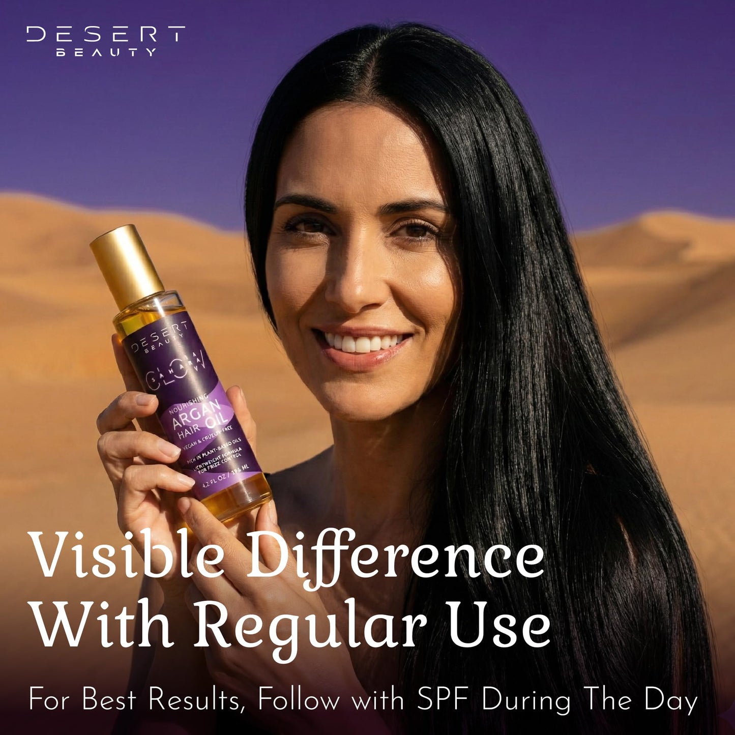 Desert Beauty 2-Pack Argan Oil Hair Oil, 4.2 oz – Moroccan Hair Oil Treatment for Dry Damaged Hair, Leave-In Conditioner, Hydrating & Strengthening, Natural, Cruelty Free