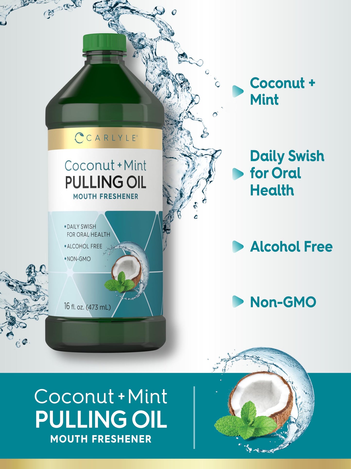 Carlyle Pulling Oil for Teeth & Gums | 16 Fl Oz (Pack of 2)