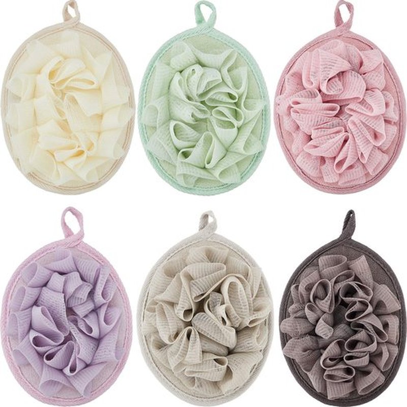 Boao 6 Pieces Bath Shower Pouf Sponge Mesh Pouf Shower Ball Exfoliating Body Sponge Pad Shower Scrubber Ball Shower Glove with Flower Bath Ball (Multi-Color)