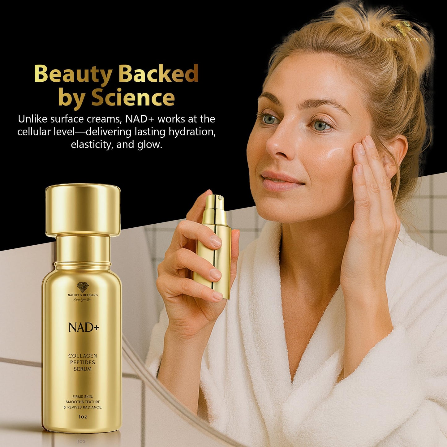 NAD+ Anti-Aging Serum – Boost Cellular Energy, Firm Skin & Reduce Wrinkles – with Niacinamide, Hyaluronic Acid, Peptides & Antioxidants – 1oz Rejuvenating Face Serum for Youthful Radiance