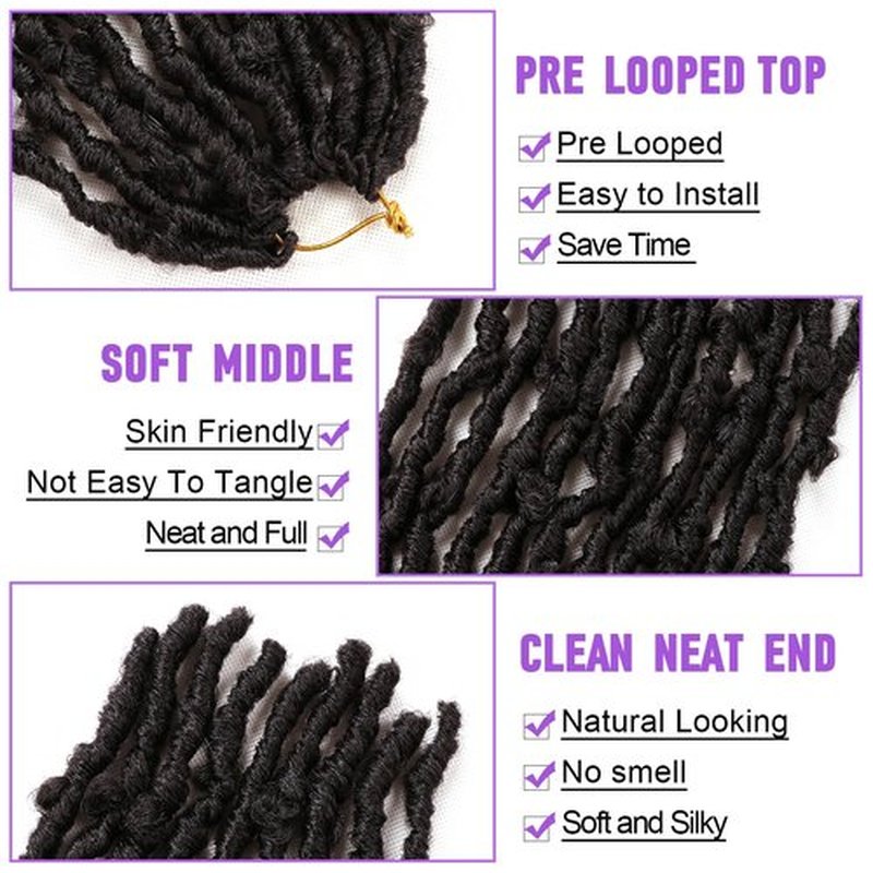 Butterfly Locs Crochet Hair-7 Packs Faux Locs Crochet Hair 12 Inch Distressed Soft Locs Crochet Hair For Black Women (12 Inch(Pack of 7), 2#)