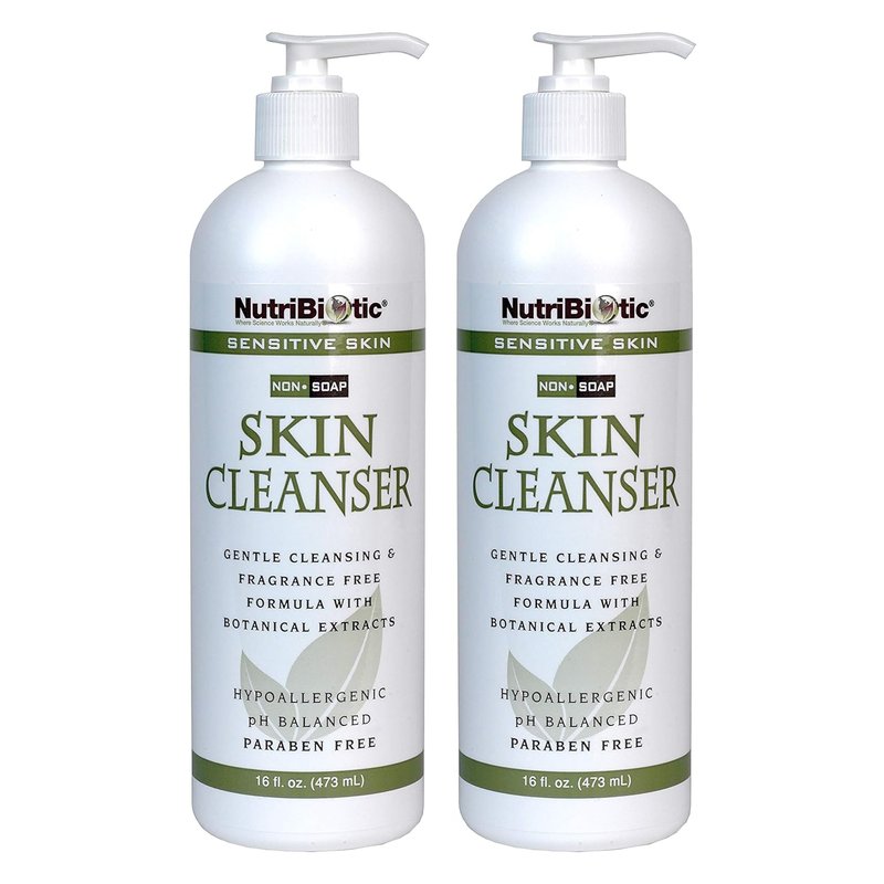 NutriBiotic Sensitive Skin Non-Soap Cleanser Twin Pack - pH Balanced & Hypoallergenic, 16 Oz