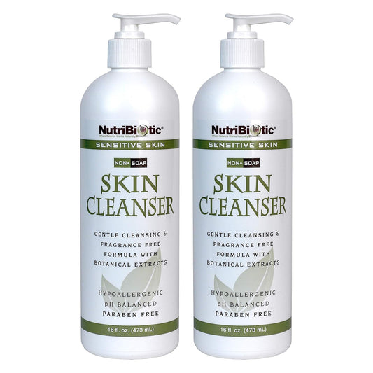 NutriBiotic Sensitive Skin Non-Soap Cleanser Twin Pack - pH Balanced & Hypoallergenic, 16 Oz