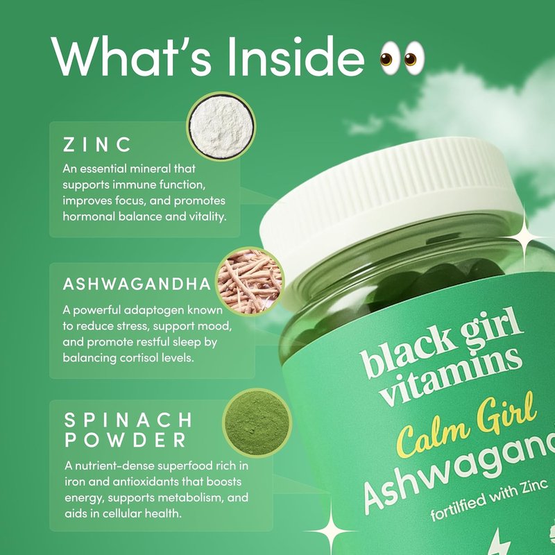 Calm Girl Ashwagandha + Zinc Gummies | Stress Support & Relaxation, Vegan Daily Supplement