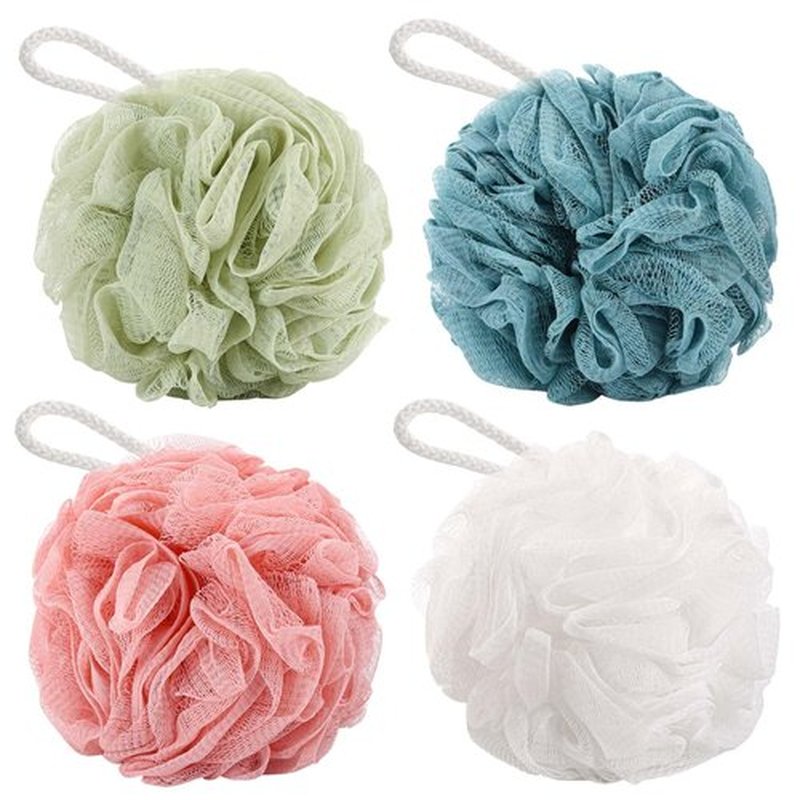 BTYMS 4 Pieces Bath Sponge Shower Loofahs 60g Mesh Pouf Bathing Sponges Bath Scrunchies Body Wash Puff Shower Puff