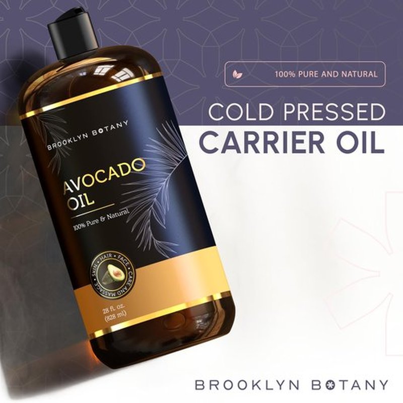 Brooklyn Botany Avocado Oil for Skin, Hair and Face – 100% Pure and Natural Body Oil and Hair Oil - Carrier Oil for Essential Oils, Aromatherapy and Massage Oil – 28 fl Oz