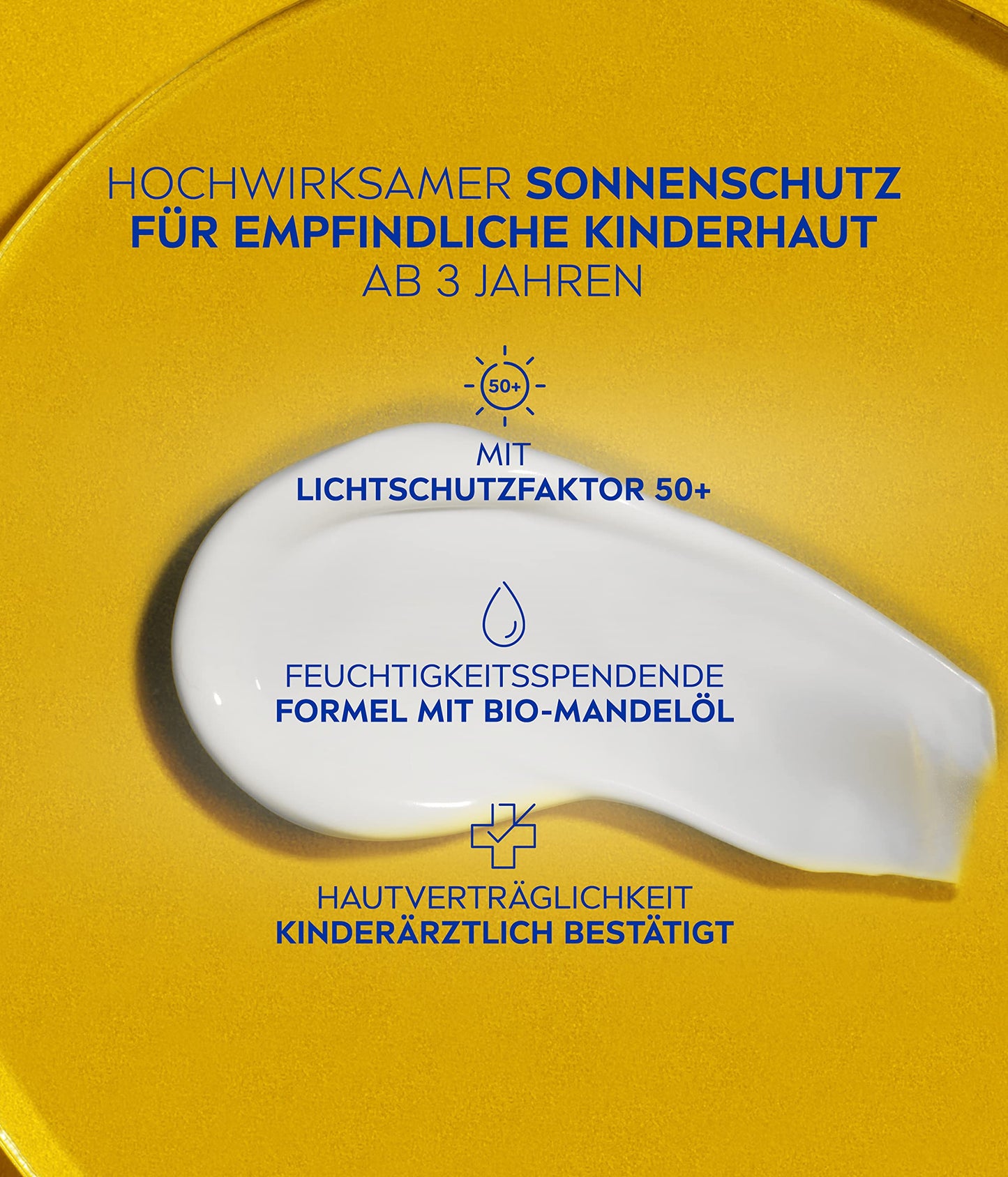 NIVEA SUN Kids Schutz & Pflege 5in1 Hautschutz LSF 50+ Sonnencreme (250 ml), hoher Sonnenschutz mit Bio-Mandelöl, extra wasserfestes Sonnenspray für empfindliche Haut