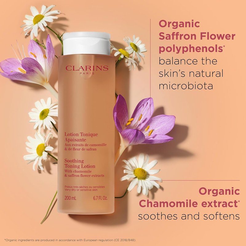Clarins Soothing Toning Lotion - Hydrating & Alcohol-Free Formula | 200ml | Soothes & Balances Skin