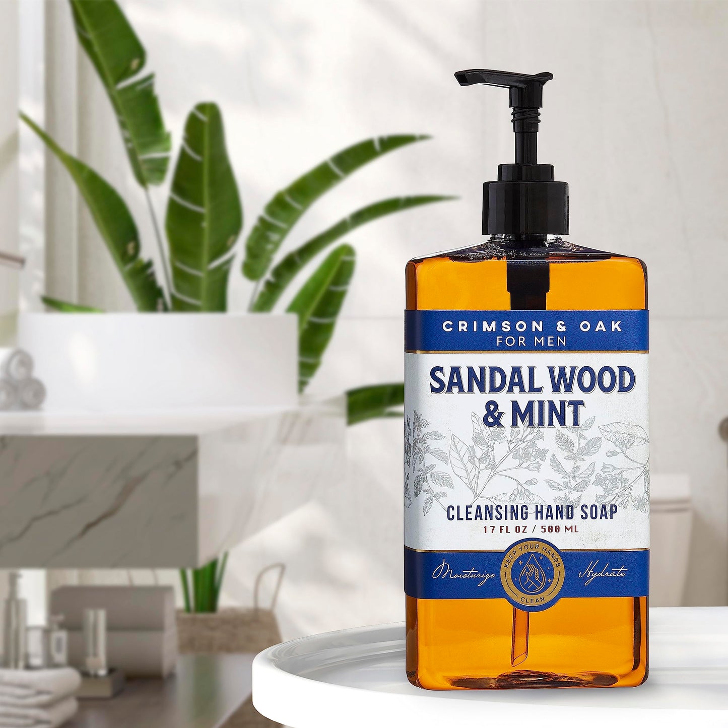 Body Prescriptions Crimson & Oak Men's Deep Cleansing Hand Soap with Pump Dispenser, 17 Fl Oz (Pack of 2), Sandalwood and Mint