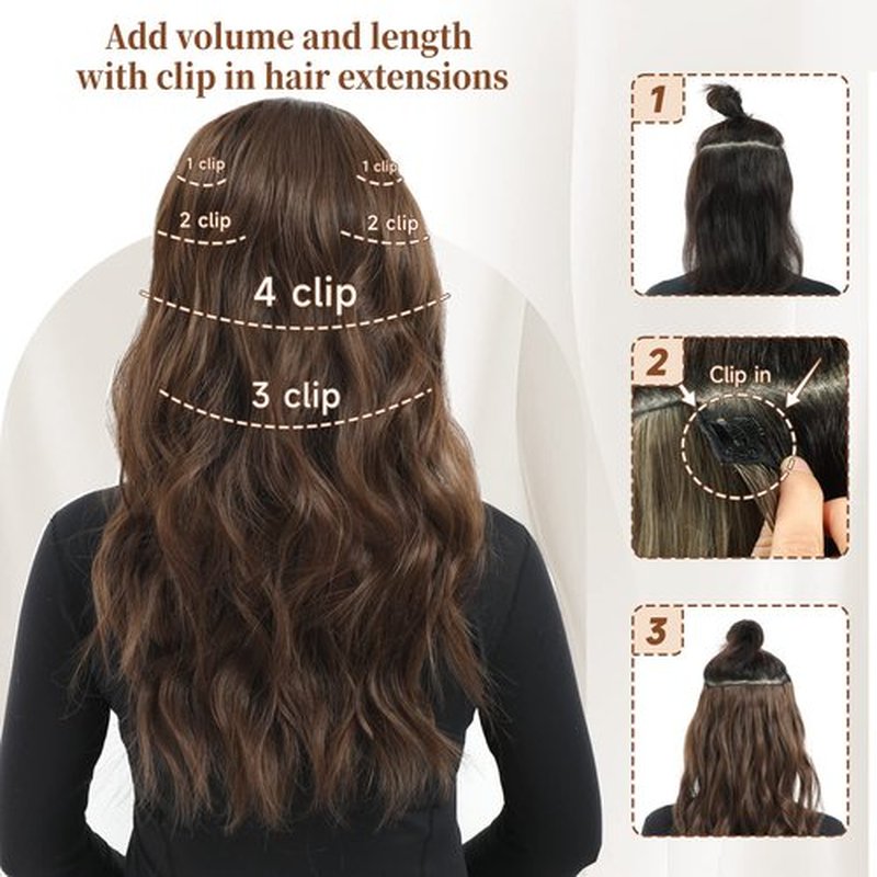 Fliace Clip in Hair Extensions, 6 pcs Natural & Soft Hair & Blends Well Hair Extensions, Dark White Lonng Wavy Hairpieces(20inch, 6pcs,Dark White)