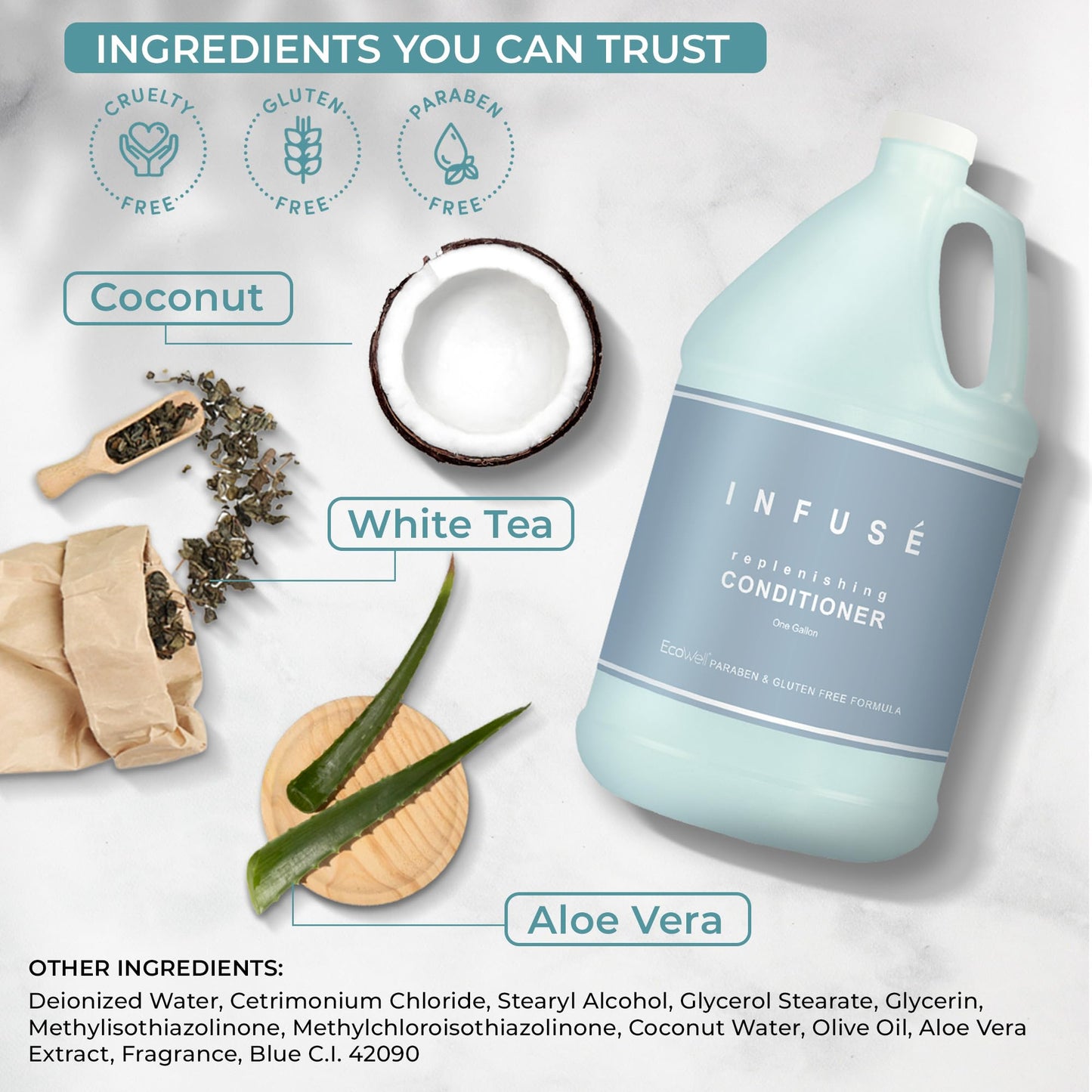 Terra Pure Infuse Hotel Conditioner | 1 Gallon | Designed to Refill Soap Dispensers (Set of 4)