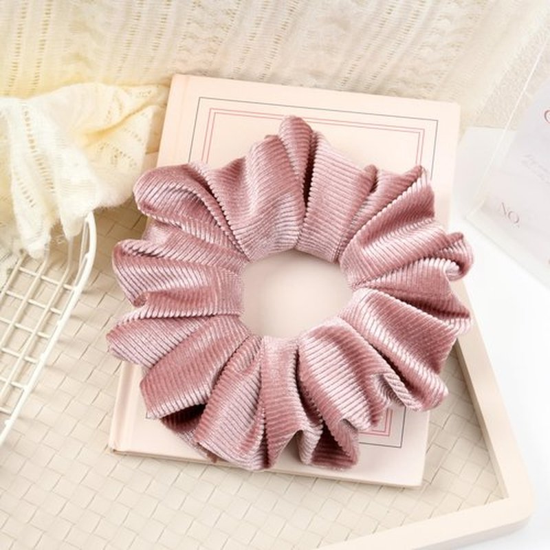 CEELGON Dusty Pink Big Corduroy Scrunchie 6.5 Inches Jumbo Scrunchies Hair Ties Oversized Ponytail Holder for Thick Curly Hair Extra Large Hair Accessories for Women (Dusty Pink)