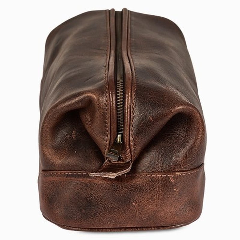 HLC Leather Toiletry Bag for Men - Best Gift for Men - Premium Genuine Leather Dopp Kit Shaving Kit Organizer Travel Kit Pouch Bag for Men - Large Size (Brown)