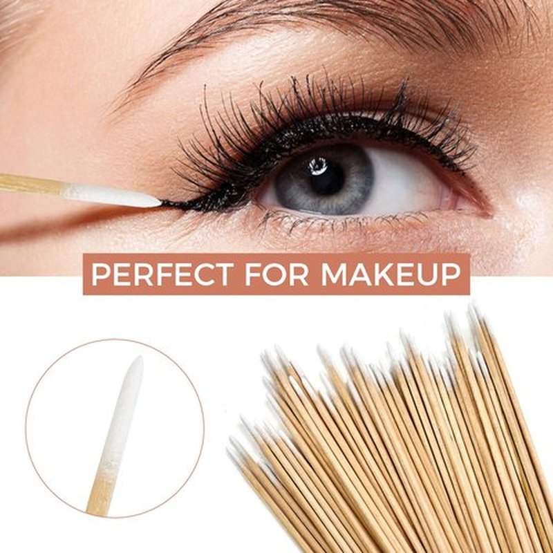 400PCS Pointed Cotton Swabs with Storage Case - Precision Tip Cotton Swabs with Wooden Sticks - Microblading Cotton Swab 4 inch - Cotton Swabs for Makeup, Tattoo Permanent Supplies