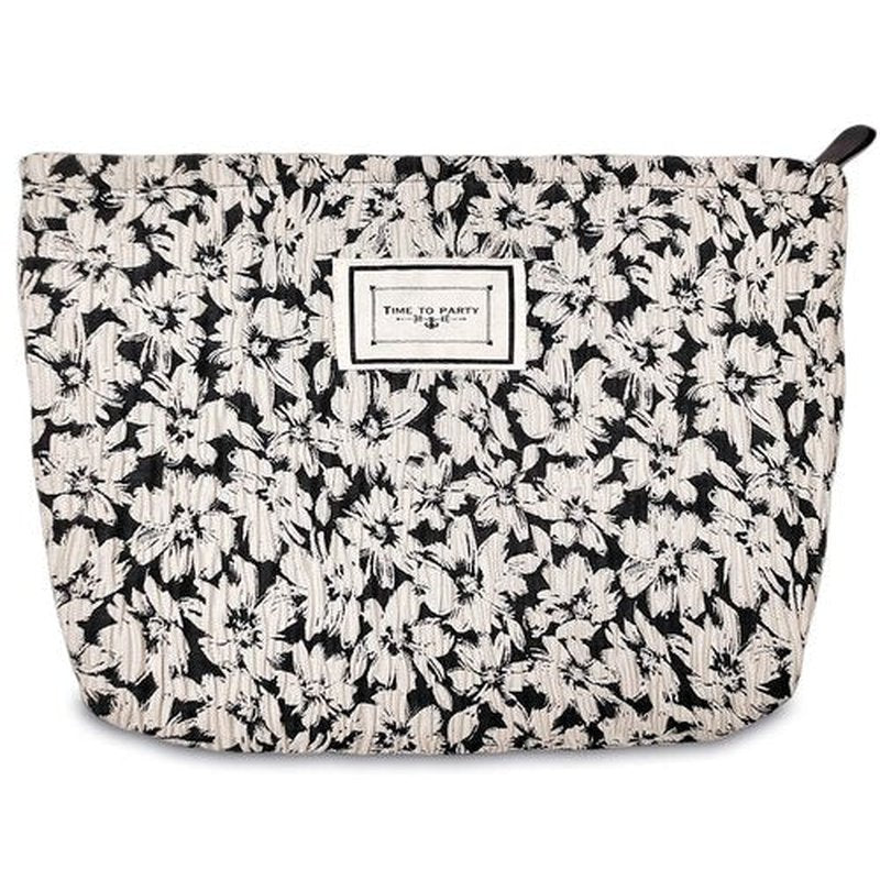 STARDW Floral Cosmetic Bags Makeup Bags for Women and Girls,Travel Makeup Bag Large Capacity Canvas Makeup Bag,Makeup Organizer Bag Zipper Pouch (White Flowers)