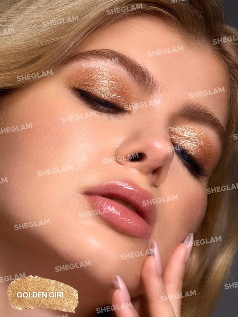 SHEGLAM Crystal Jelly Glaze Stick Eye Shadow Stick Eyeliner Brightener Pencil Crayon with Brush Easy to Blend Long Lasting Shimmer Eyeshadow Stick-Golden Girl