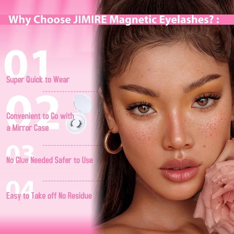 Magnetic Eyelashes Cat Eye Natural Look Wispy Magnetic Lashes without Eyeliner Reusable Short 14MM Magnetic Eyelashes with Applicator No Glue Needed All Day Comfort Lashes with Magnets by JIMIRE