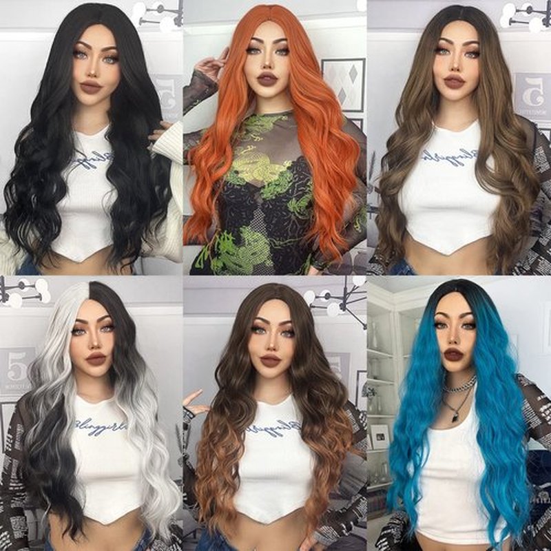 MUPUL Ombre Purple Wig Short Body Wavy Bob Wigs for Women With Bangs Shoulder Length Synthetic Cosplay Party Wig for Girls Daily Use Colorful Wigs (Ginger Body)