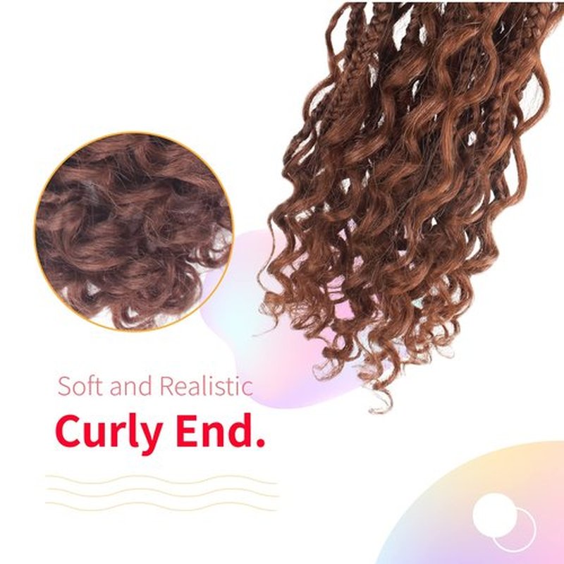 Niseyo Goddess Box Braids Crochet Hair 16 Inch 8 Packs Short Crochet Box Braids Pre Looped Curly Ends Premium Quality Synthetic Hair (30#/Medium Dark Brown)