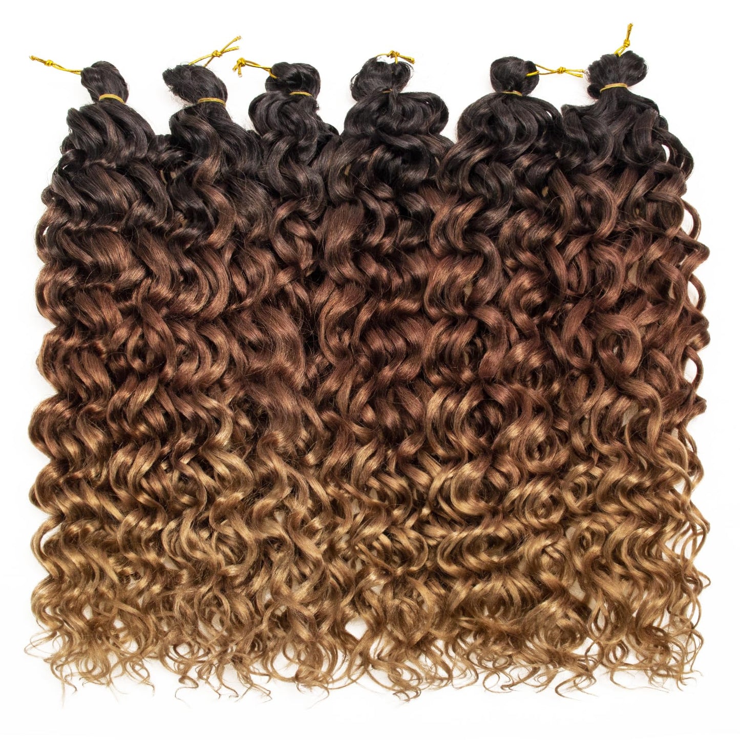 Ocean Wave Crochet Hair 24inch Deep Wave Curly Crochet Hair For Women 6Packs Hawaii Curly Braiding Hair Synthetic Bohemian Crochet Braid Water Wave Crochet hair Extensions (24inch, 1B/30/27)