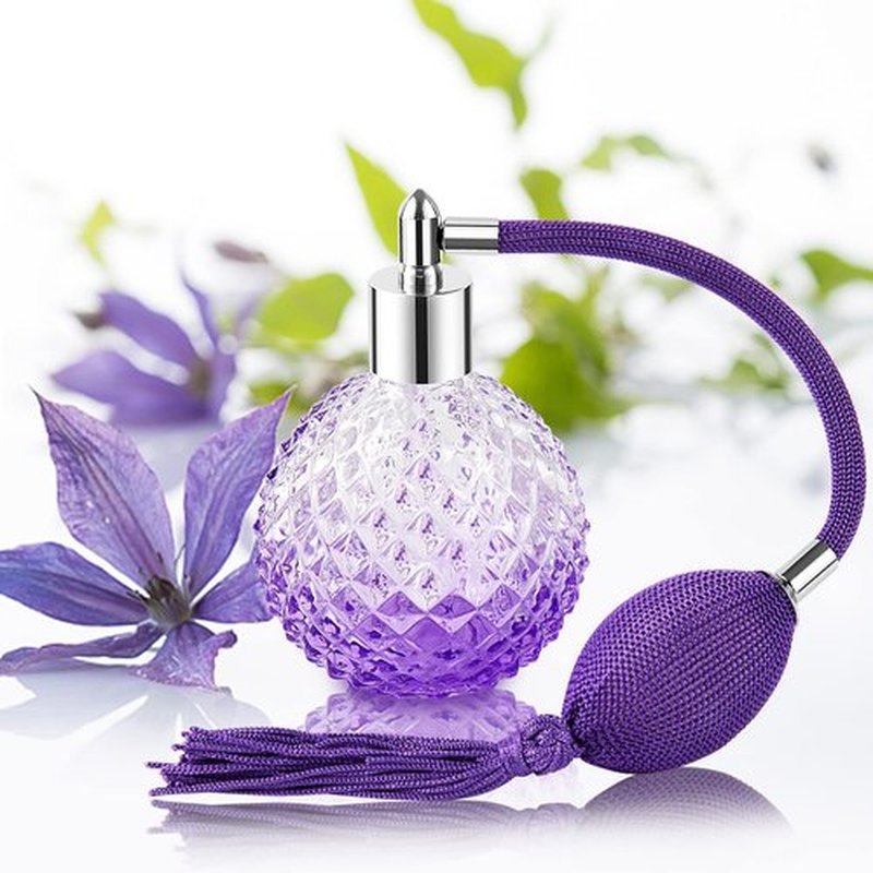 Lamoutor Vintage Perfume Spray Bottle 100ml Vintage Refillable Perfume Bottle with Long Tassel Purple